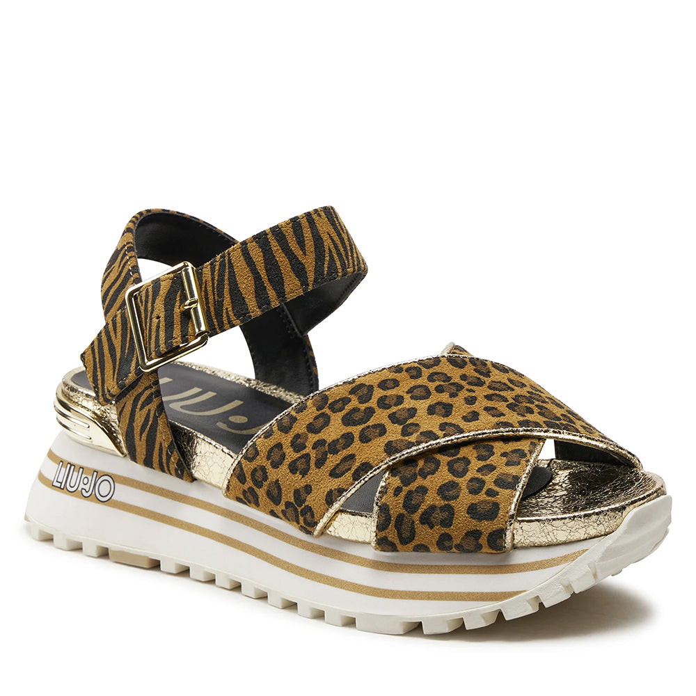 Sandali Platform LIU JO Maxi Wonder Sandal 11 in Pelle Scamosciata Animalier