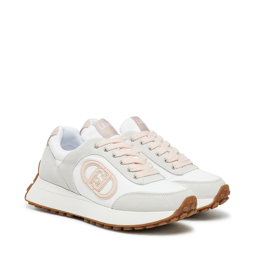 Scarpe Donna LIU JO Sneakers Running Lolo 17 in Suede e Nylon White e Pink