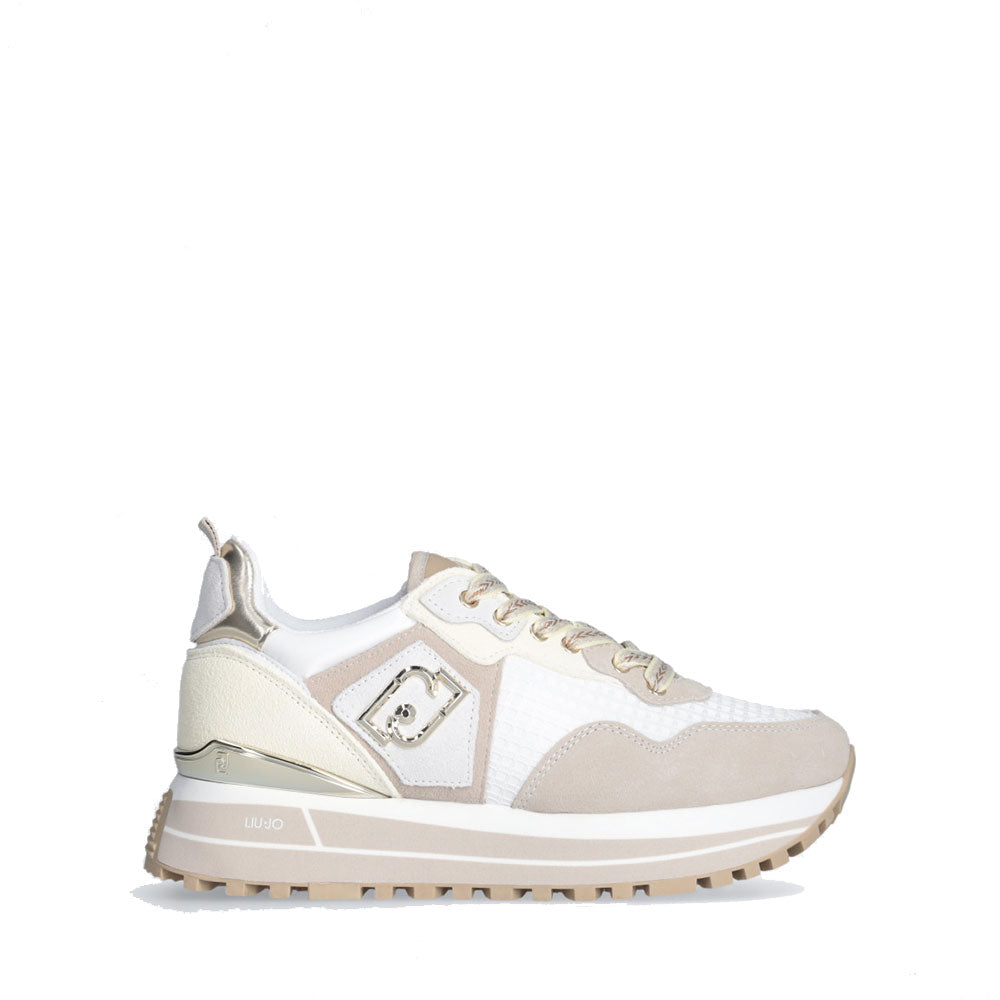 LIU JO Maxi Wonder 73 
Plateau-Sneaker für Damen aus Wildleder in Mesh Sand und Gelb
