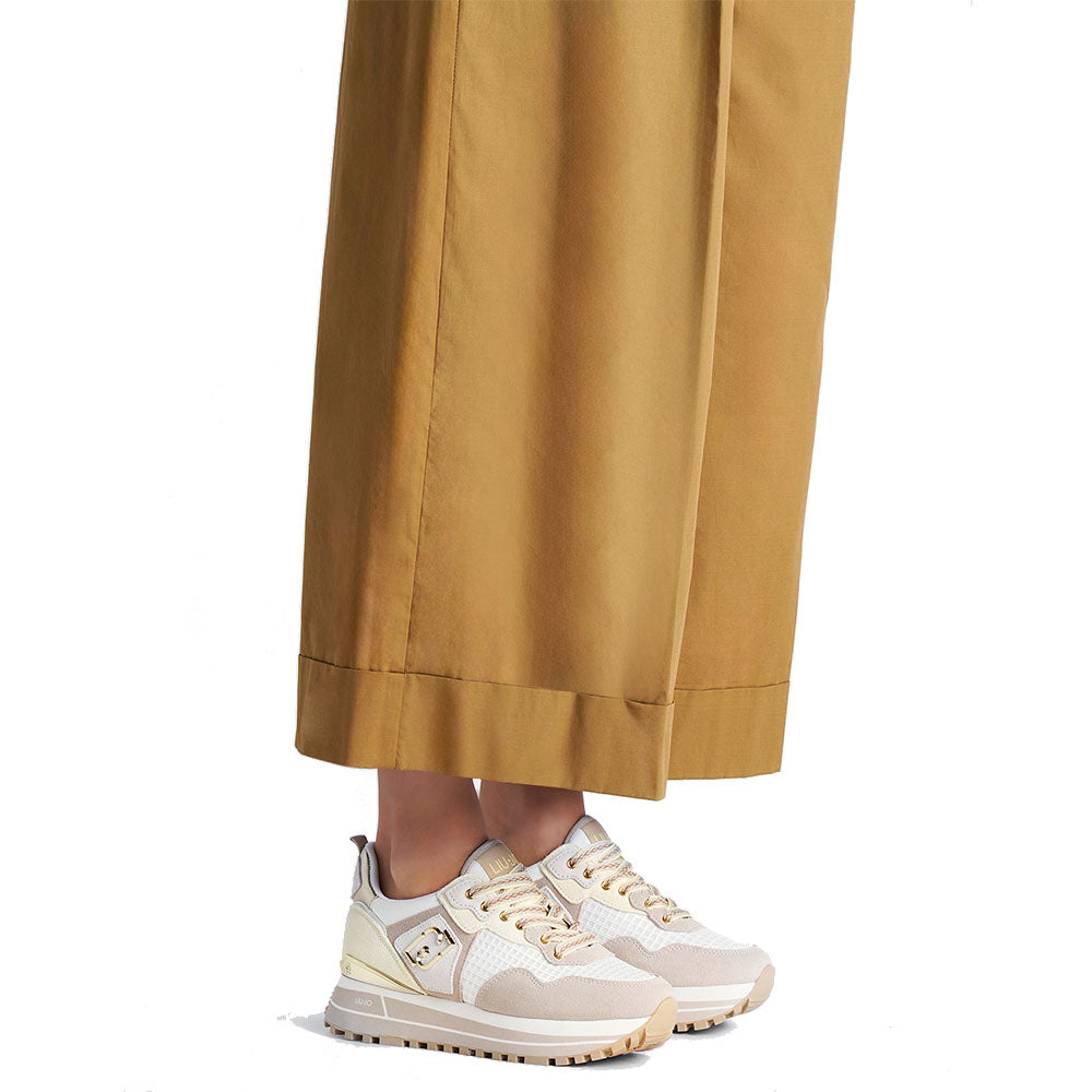 LIU JO Maxi Wonder 73 
Plateau-Sneaker für Damen aus Wildleder in Mesh Sand und Gelb