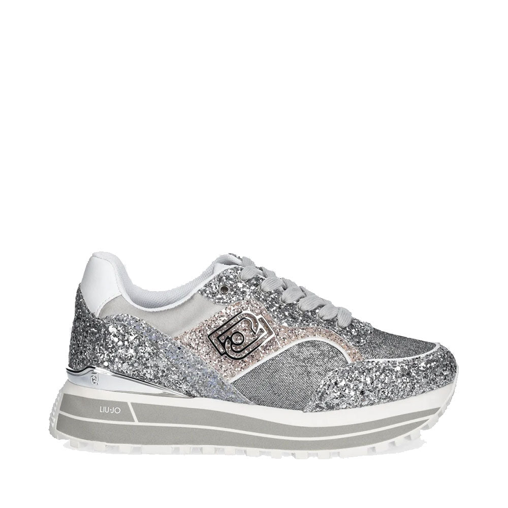 Plateau Sneaker Glitzer Sneaker Damen Silber Toddler Sneaker