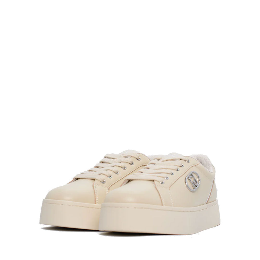 LIU JO Pretty 06 Damen-Sneaker aus elfenbeinfarbenem Leder