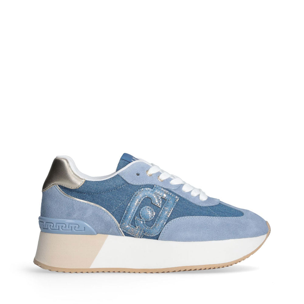 LIU JO Dreamy 02 
Plateau Sneaker aus Denim und Wildleder in Denim Farbe