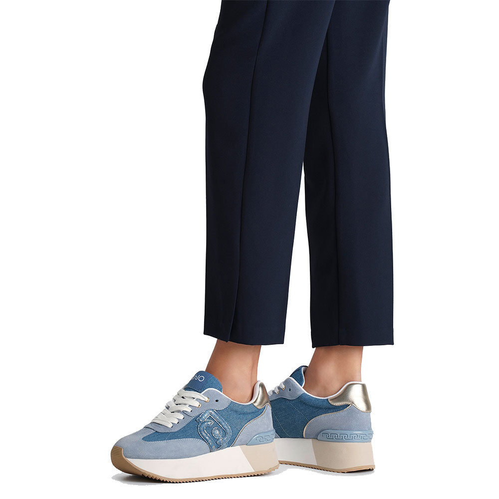 LIU JO Dreamy 02 
Plateau Sneaker aus Denim und Wildleder in Denim Farbe
