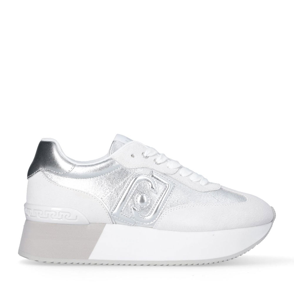 Sneakers Platform LIU JO Dreamy 02 in Denim effetto Laminato Off White Silver