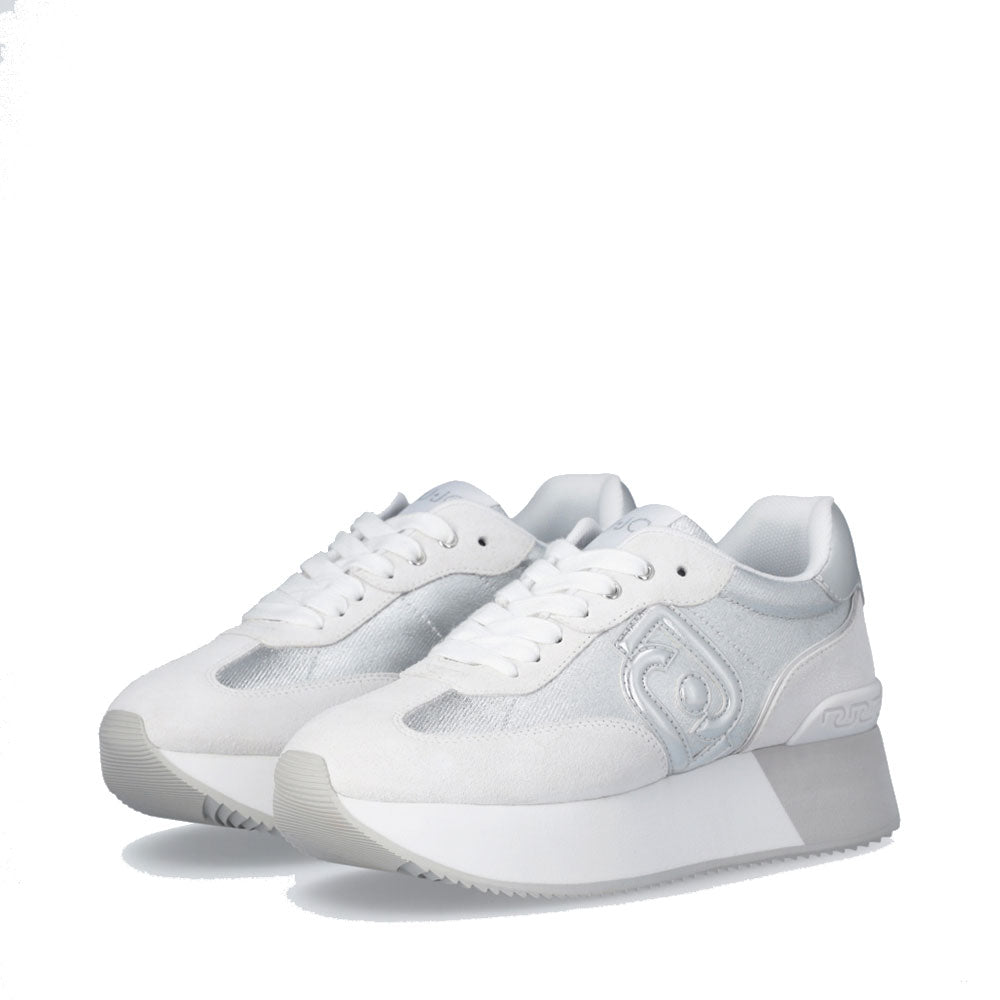 Sneakers Platform LIU JO Dreamy 02 in Denim effetto Laminato Off White Silver