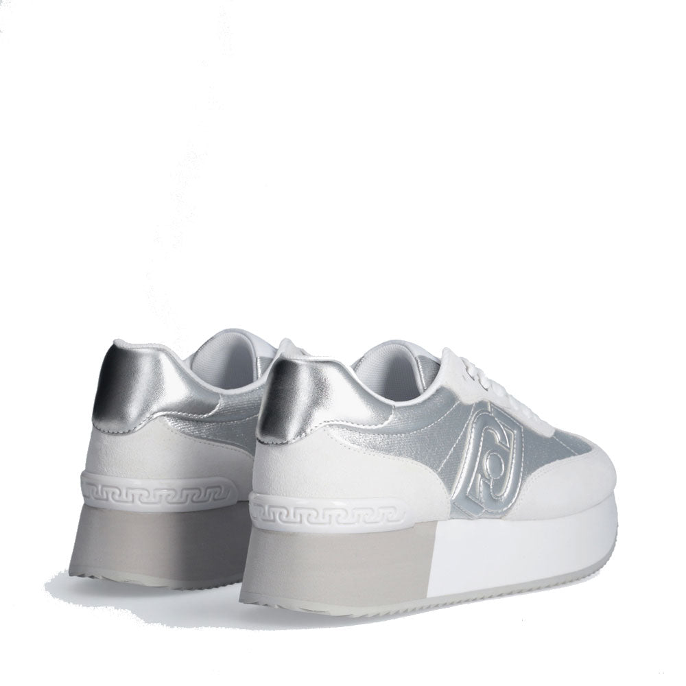 Sneakers Platform LIU JO Dreamy 02 in Denim effetto Laminato Off White Silver