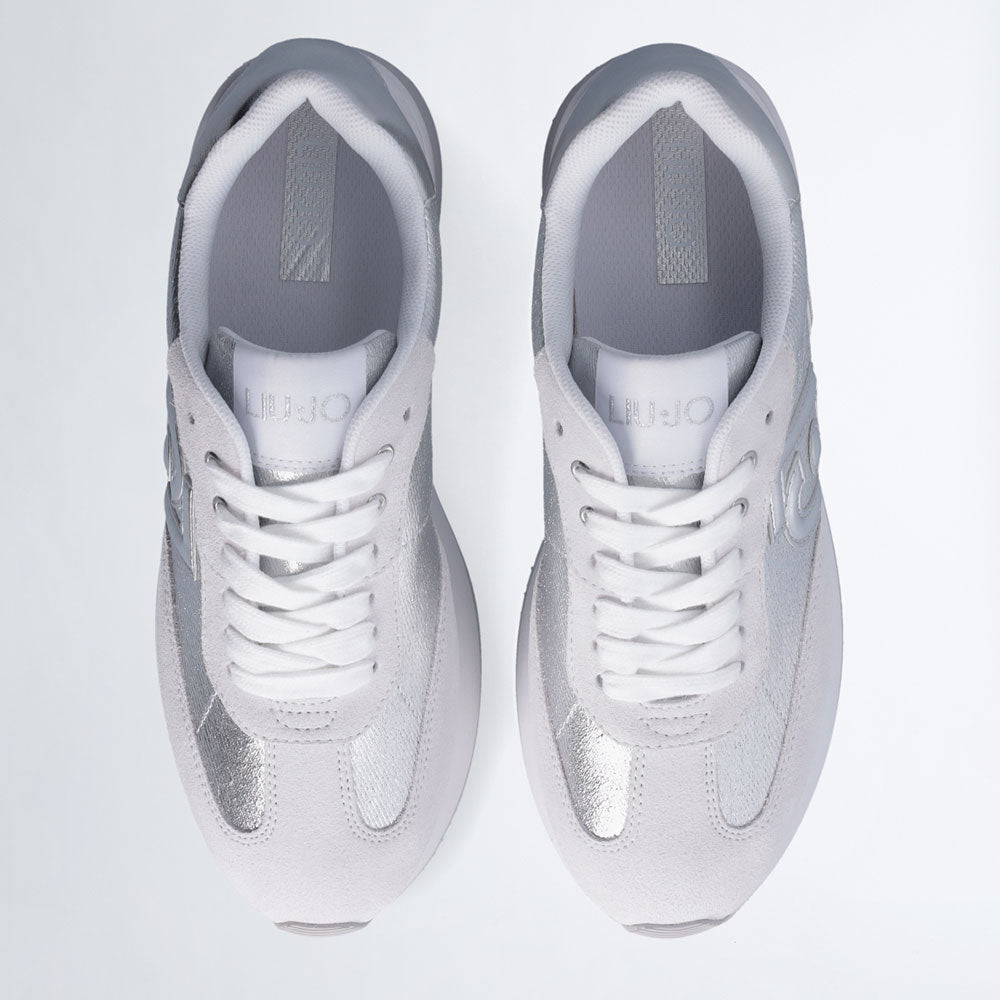 Sneakers Platform LIU JO Dreamy 02 in Denim effetto Laminato Off White Silver