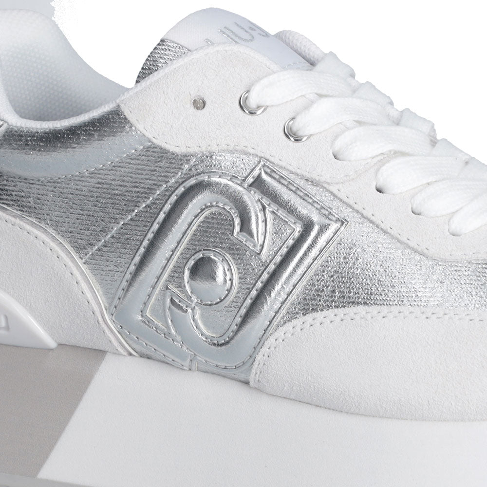 Sneakers Platform LIU JO Dreamy 02 in Denim effetto Laminato Off White Silver