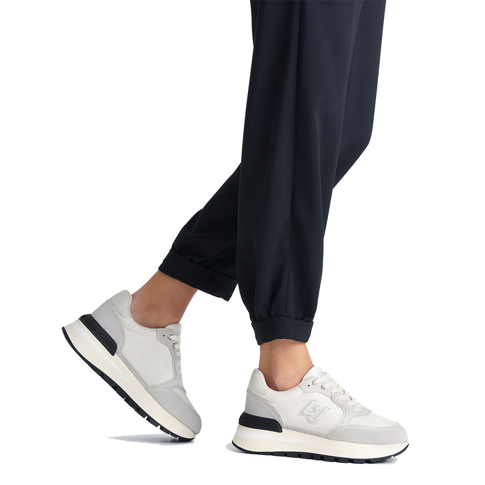 LIU JO Amazing 25 
Plateau Sneaker aus Wildleder und Brighty Mesh Off White