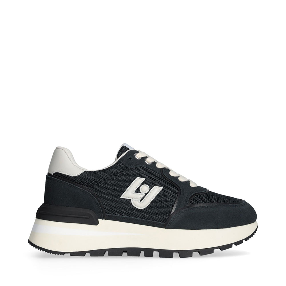 LIU JO Amazing 25 
Plateau Sneaker aus Wildleder und Brighty Mesh Off Black