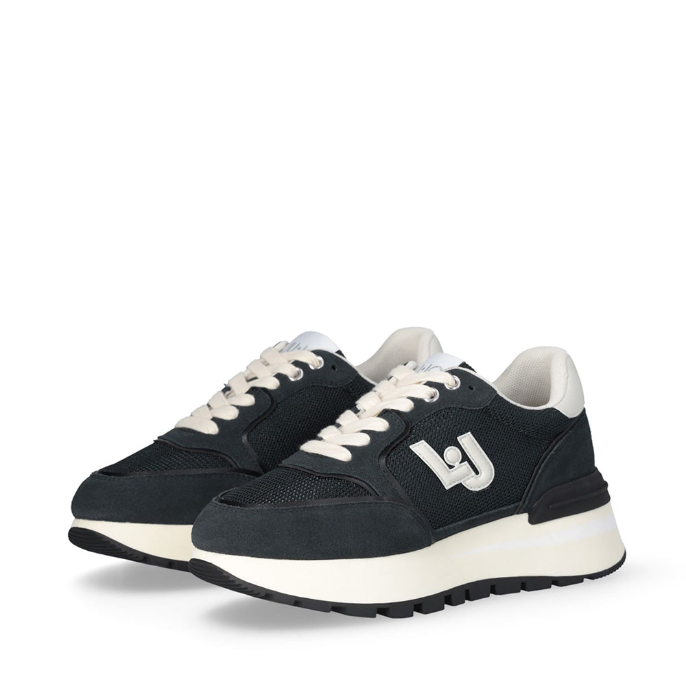 LIU JO Amazing 25 
Plateau Sneaker aus Wildleder und Brighty Mesh Off Black