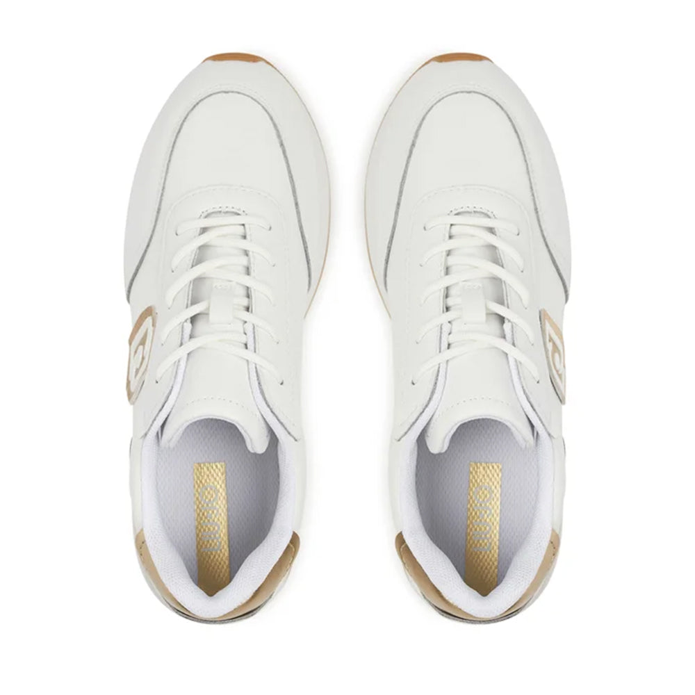 LIU JO Dreamy 08
Plateau-Sneaker aus elfenbeinfarbenem Leder mit goldlaminierten Einsätzen