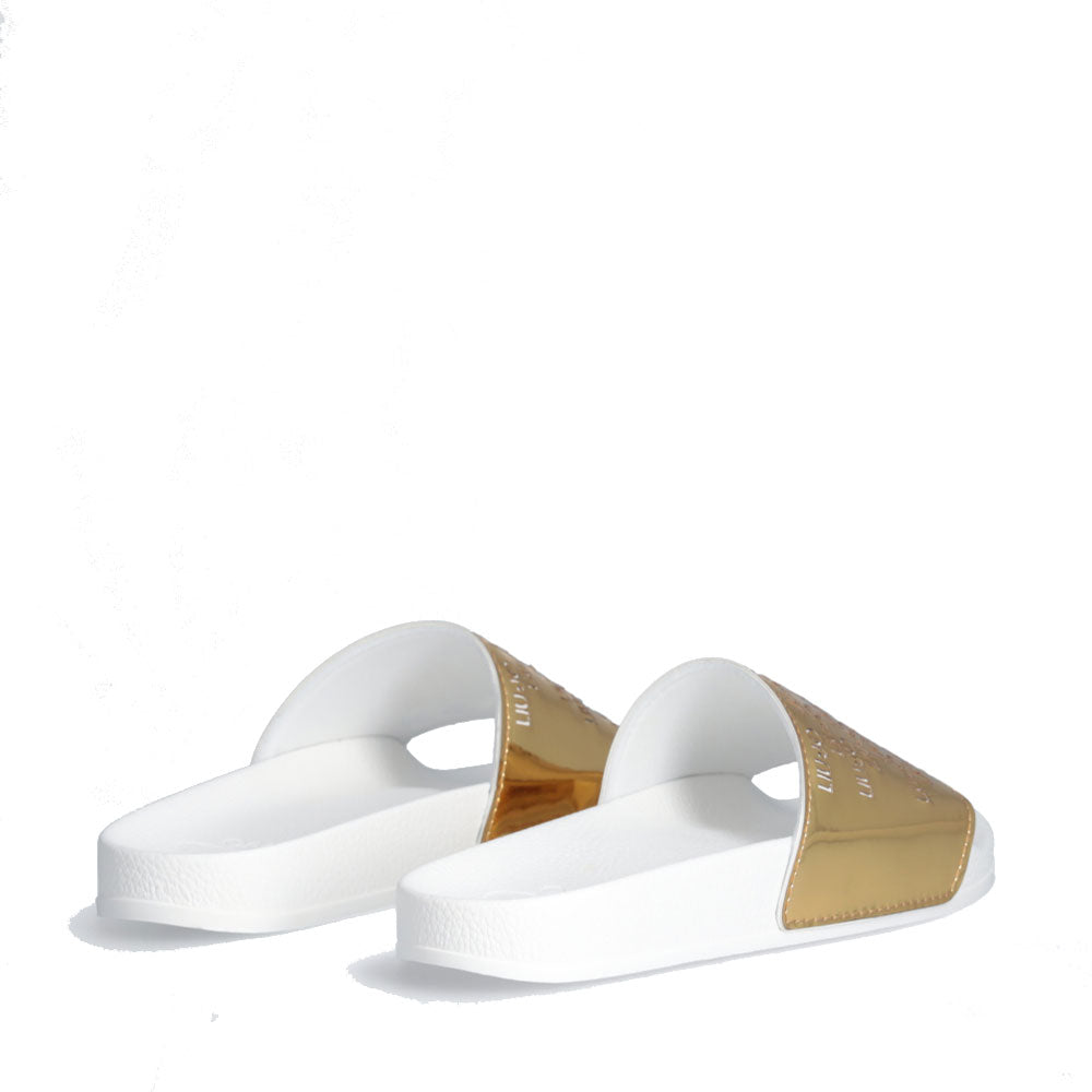 LIU JO Kos 18 Damen-Gummi-Slipper mit laminiertem Band in Hellgold