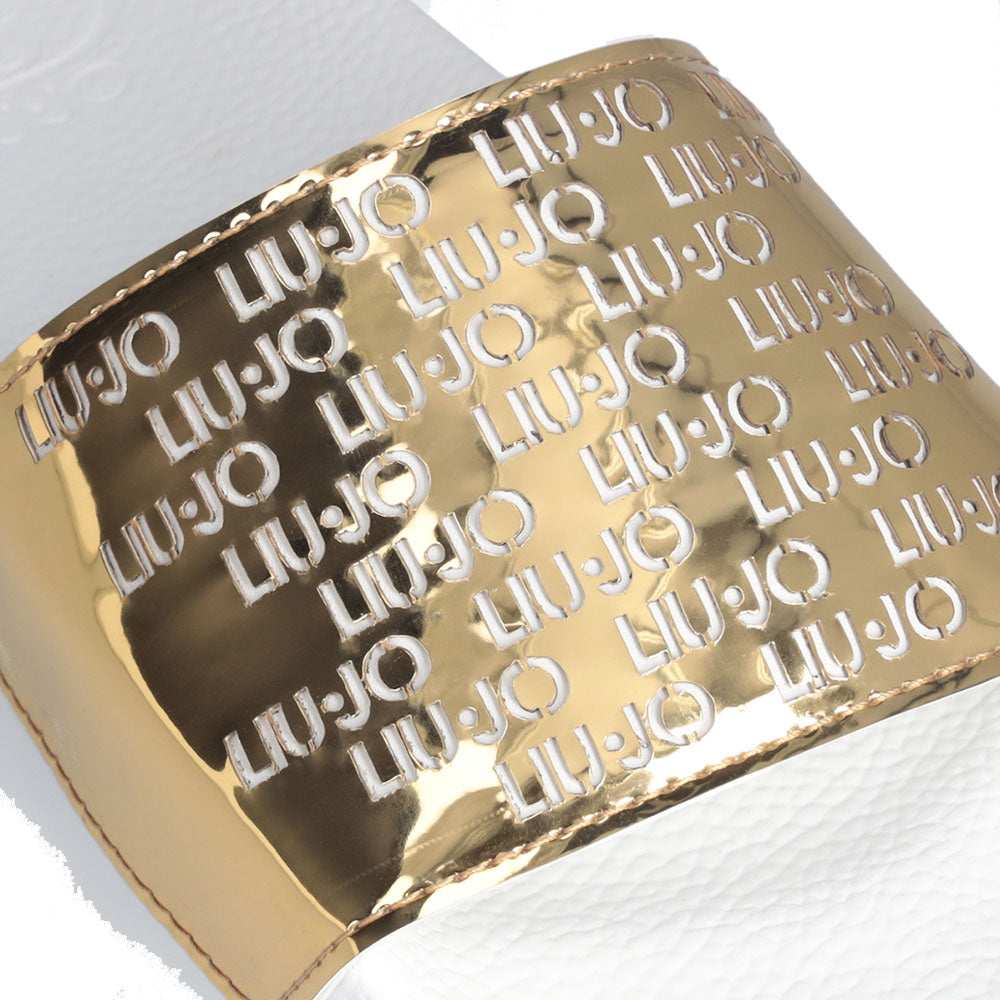 LIU JO Kos 18 Damen-Gummi-Slipper mit laminiertem Band in Hellgold