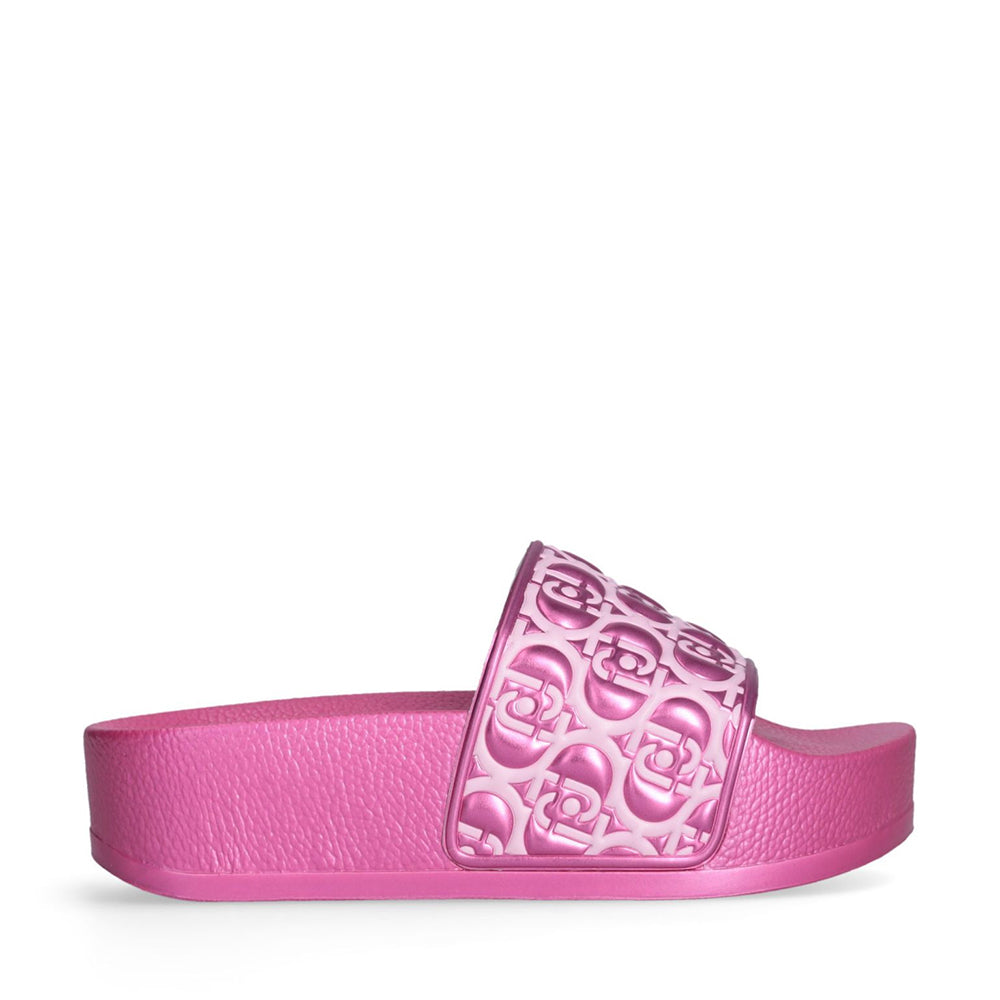 Ciabatte Platform in Gomma LIU JO Mykonos 01 con Fascia Logata Metallic Dark Pink