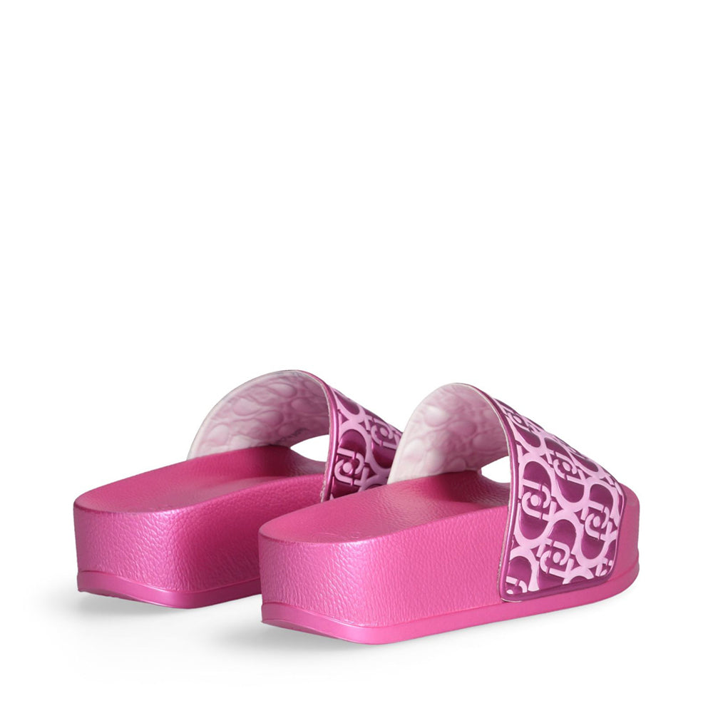 Ciabatte Platform in Gomma LIU JO Mykonos 01 con Fascia Logata Metallic Dark Pink