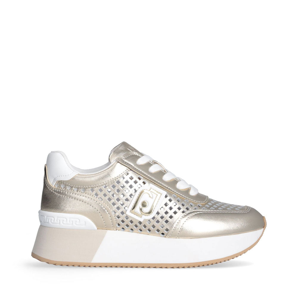 LIU JO Dreamy 11 
Plateau Sneaker aus laminiertem und perforiertem Leder Hellgold