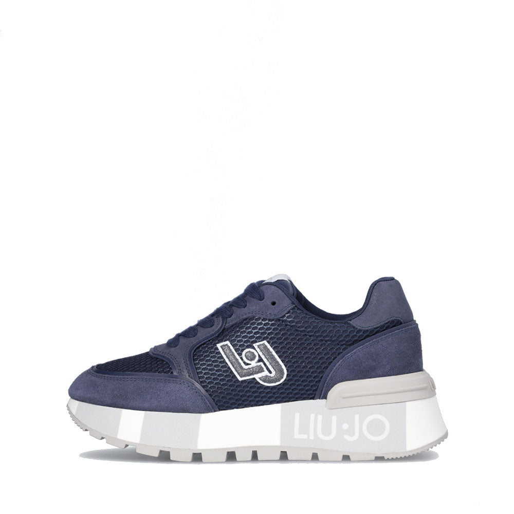 Sneakers Platform LIU JO Amazing 25 in Suede e Mesh Metallizzato Blu