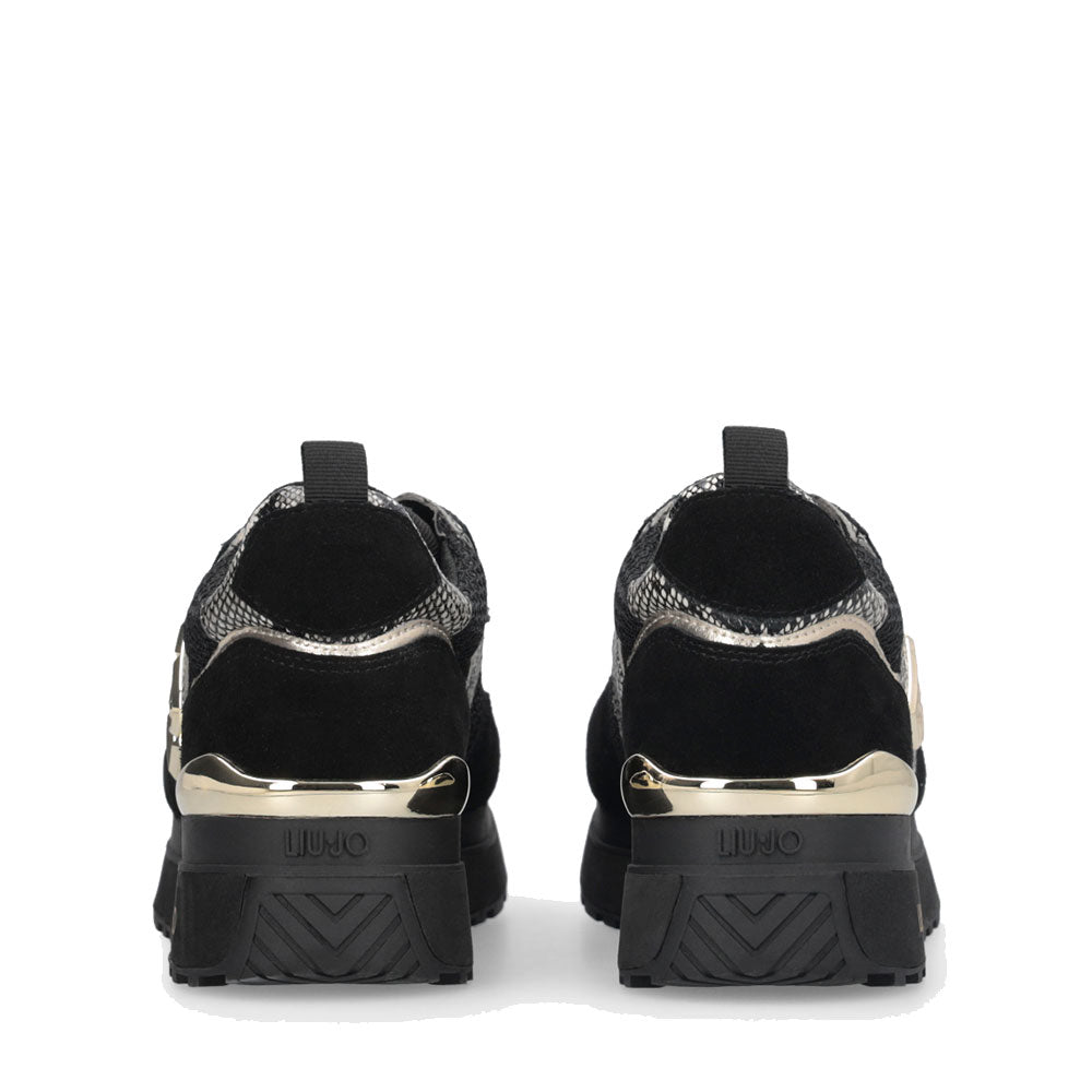 Sneakers Platform Donna LIU JO Maxi Wonder 01 in Suede e Mesh con Stampa Pitone Black