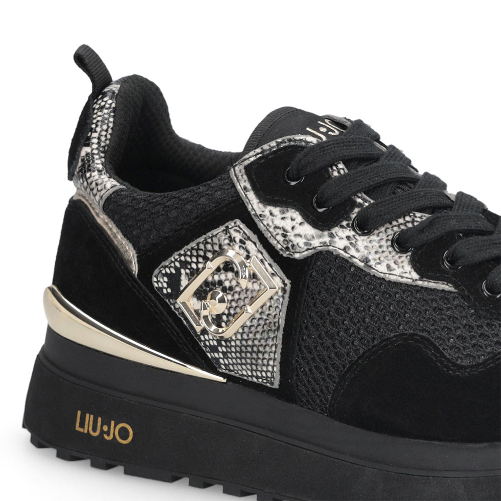 Sneakers Platform Donna LIU JO Maxi Wonder 01 in Suede e Mesh con Stampa Pitone Black