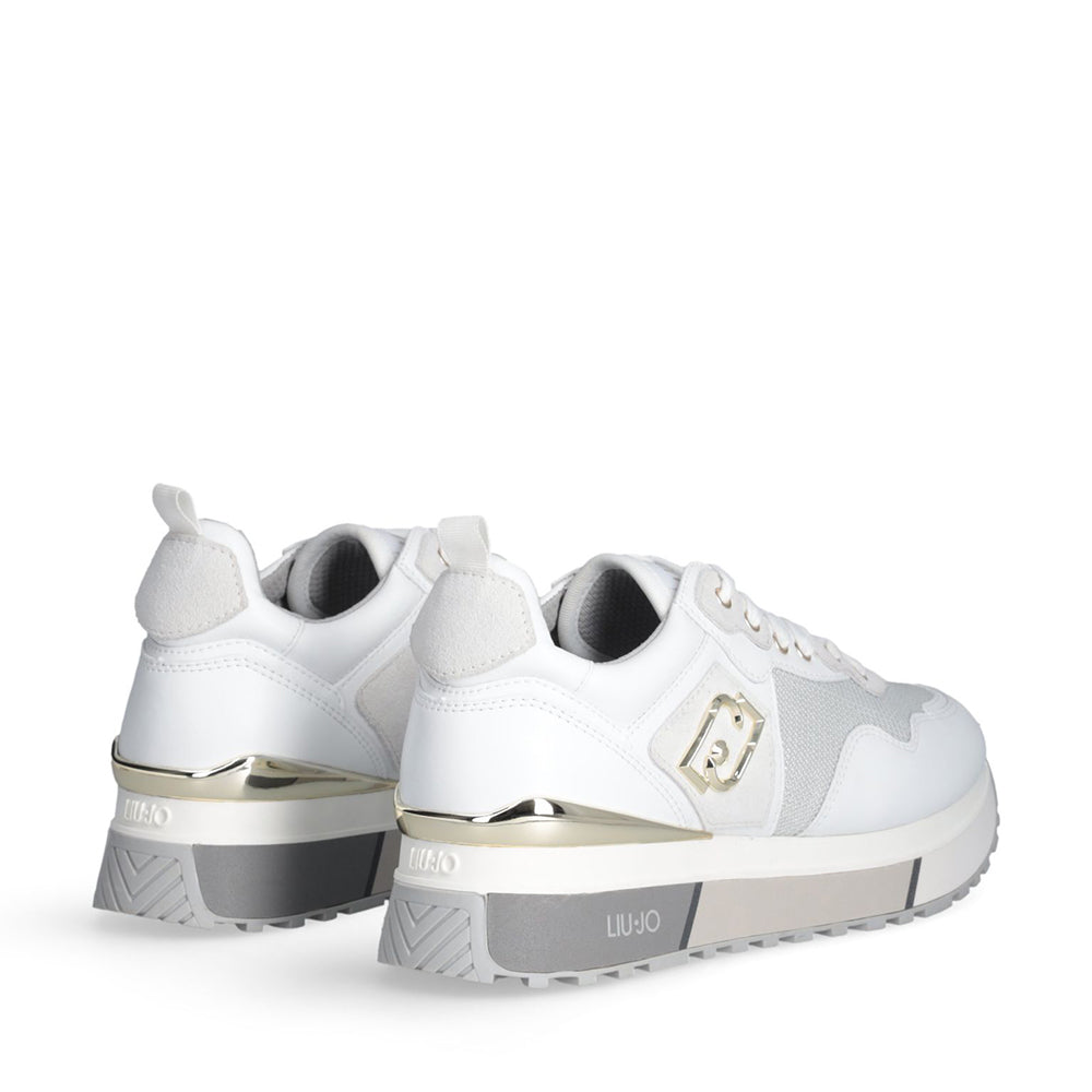 Sneakers Platform Donna LIU JO Maxi Wonder 01 in Pelle e Brighty Mesh Bianco