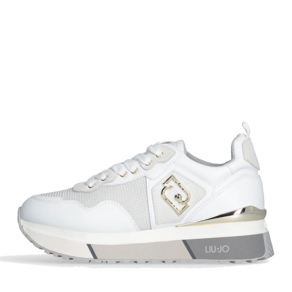 Sneakers Platform Donna LIU JO Maxi Wonder 01 in Pelle e Brighty Mesh Bianco