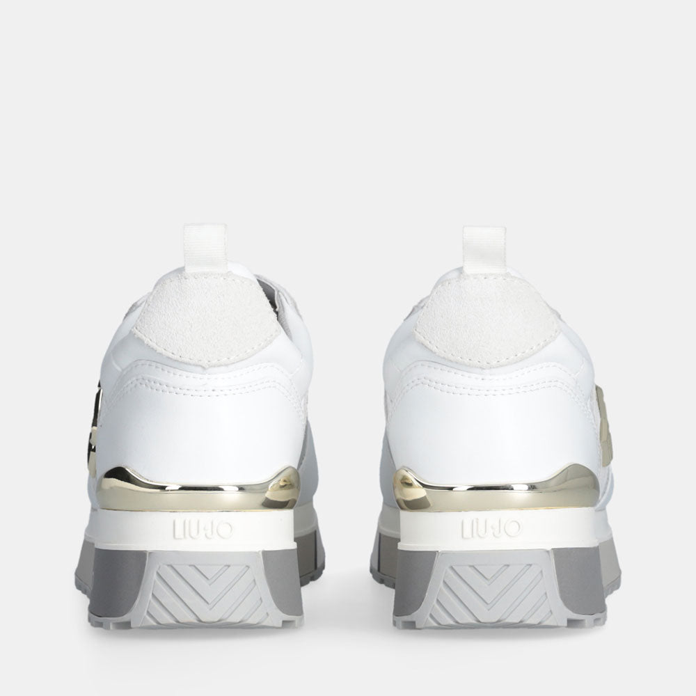 Sneakers Platform Donna LIU JO Maxi Wonder 01 in Pelle e Brighty Mesh Bianco