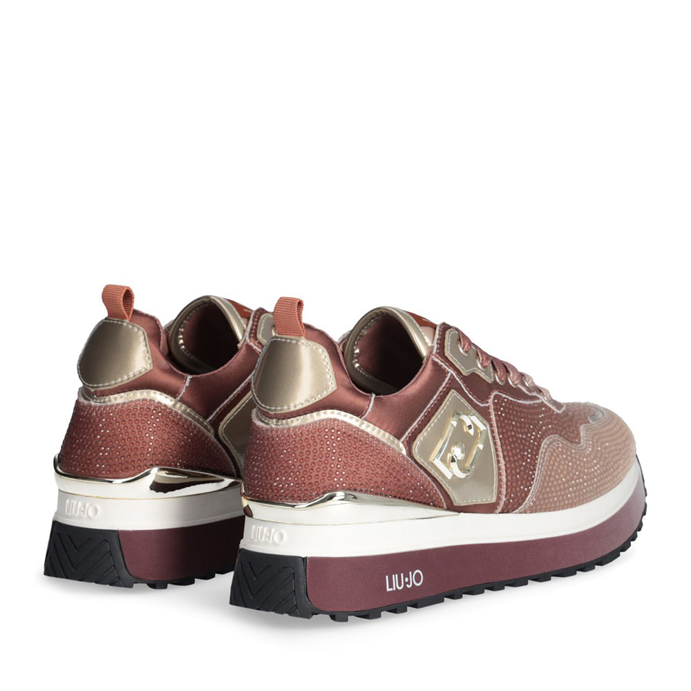 Sneakers Platform Donna LIU JO Maxi Wonder 01 in Raso Sfumato e Strass Ginger Bread e Milk