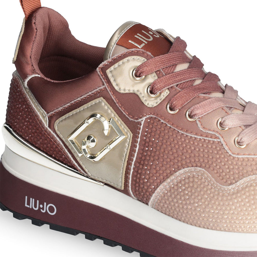 Sneakers Platform Donna LIU JO Maxi Wonder 01 in Raso Sfumato e Strass Ginger Bread e Milk