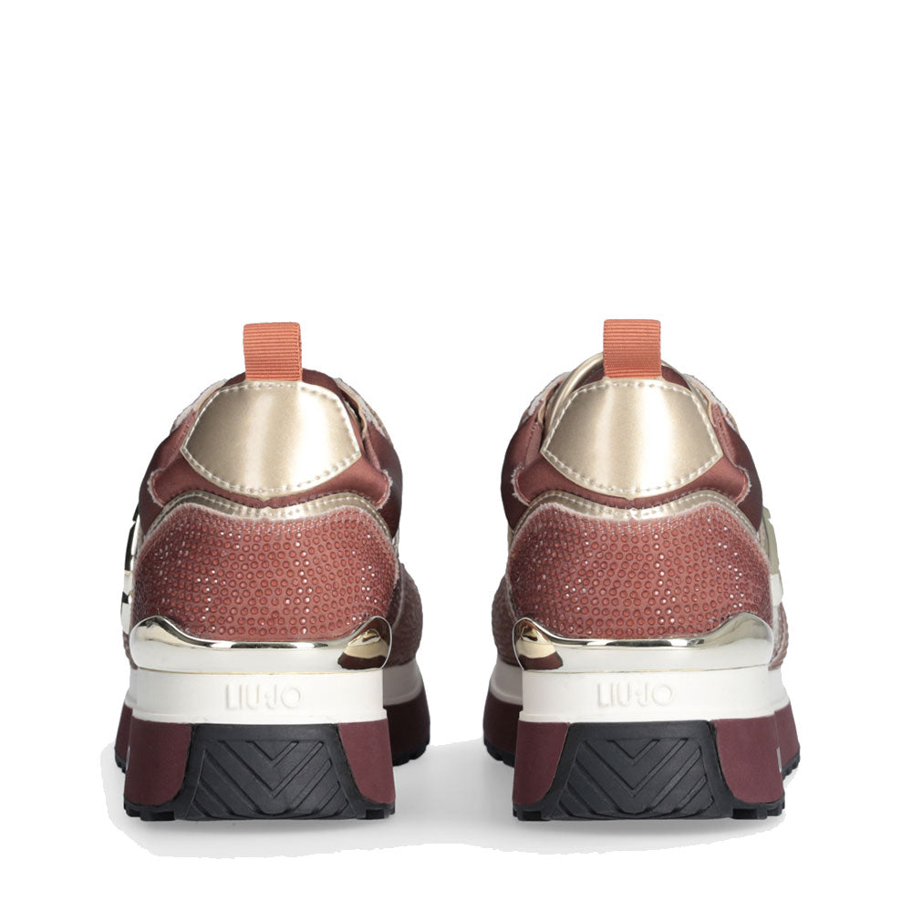 Sneakers Platform Donna LIU JO Maxi Wonder 01 in Raso Sfumato e Strass Ginger Bread e Milk