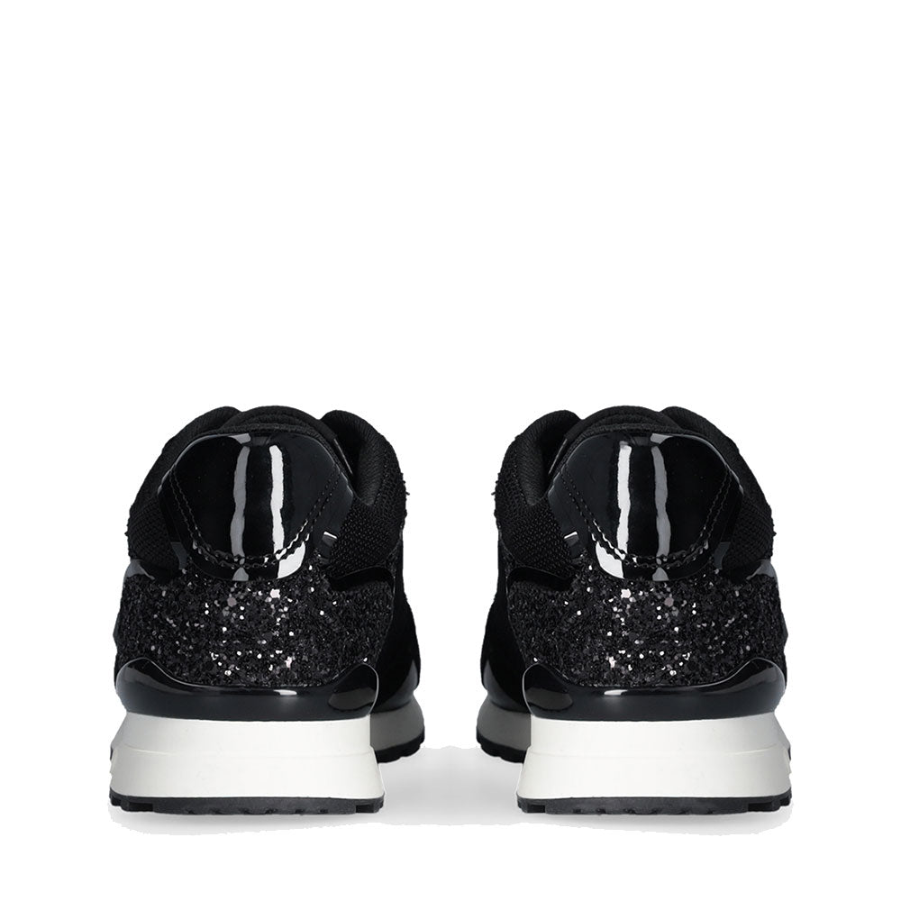 Sneakers Running LIU JO Maxi Wonder Low 02 in Glitter Mesh e Suede Nero