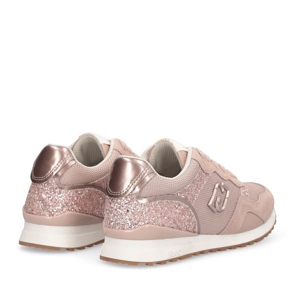 Sneakers Running LIU JO Maxi Wonder Low 02 in Glitter Mesh e Suede Nude