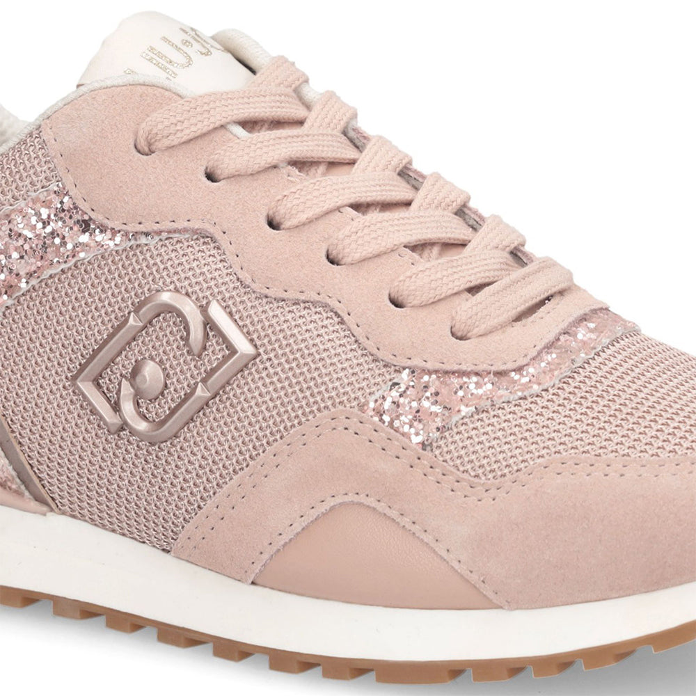 Sneakers Running LIU JO Maxi Wonder Low 02 in Glitter Mesh e Suede Nude