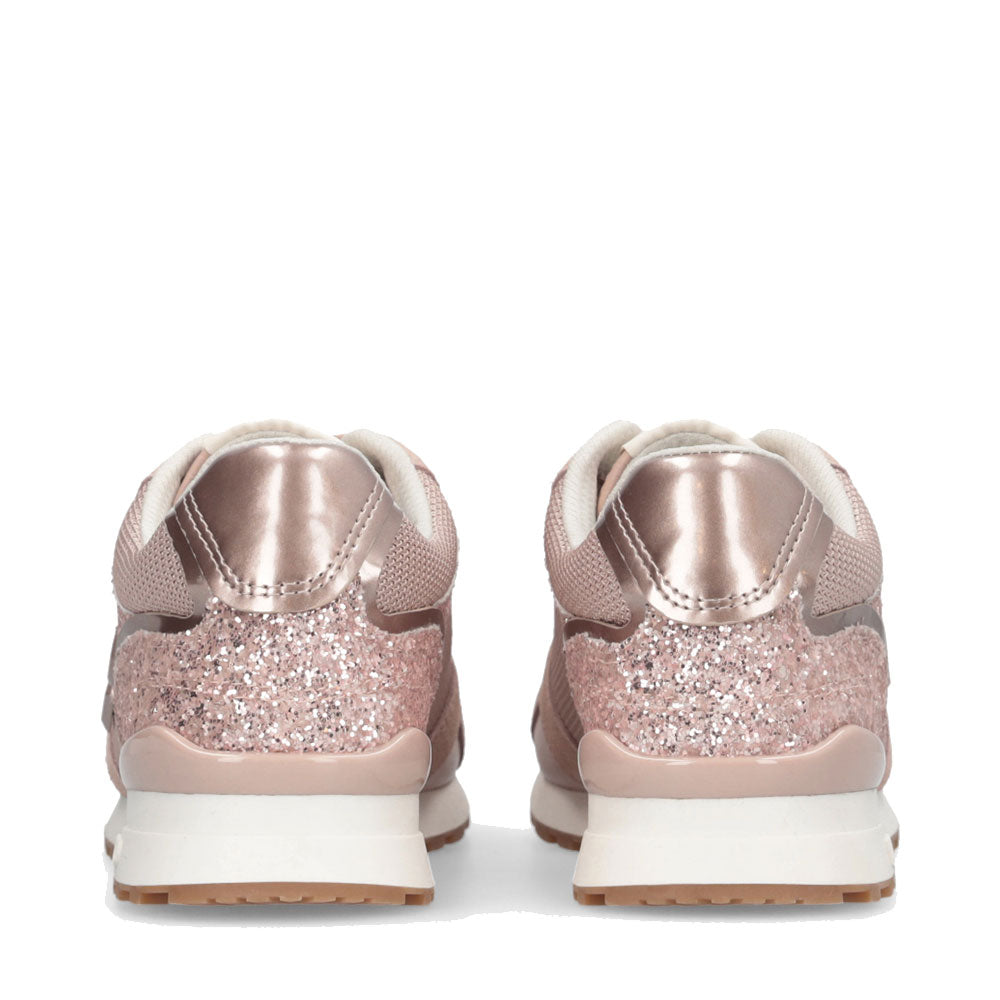 Sneakers Running LIU JO Maxi Wonder Low 02 in Glitter Mesh e Suede Nude