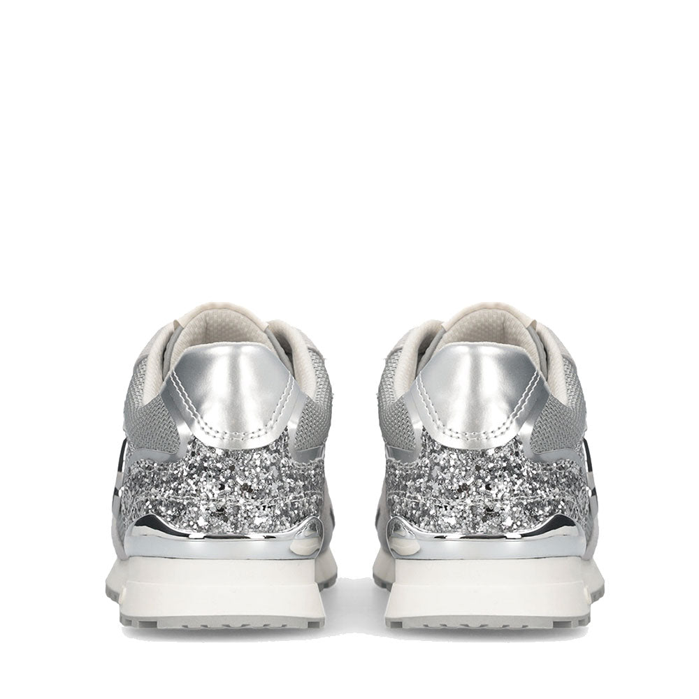 Sneakers Running LIU JO Maxi Wonder Low 02 in Glitter Mesh e Suede Loft Silver