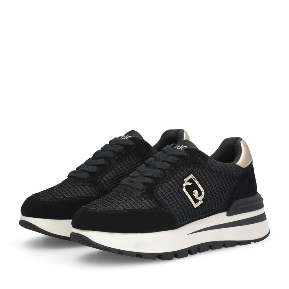 Sneakers Platform LIU JO Amazing 25 in Suede e Mesh Black Light Gold