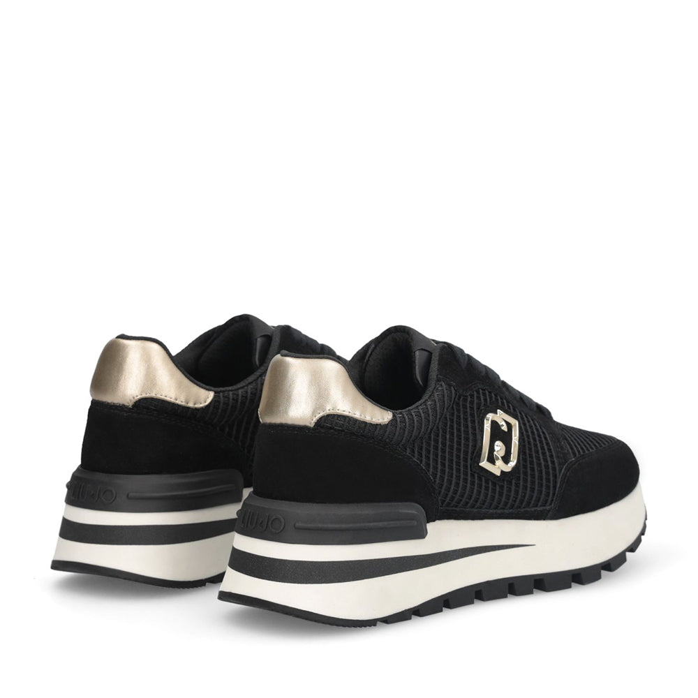 Sneakers Platform LIU JO Amazing 25 in Suede e Mesh Black Light Gold
