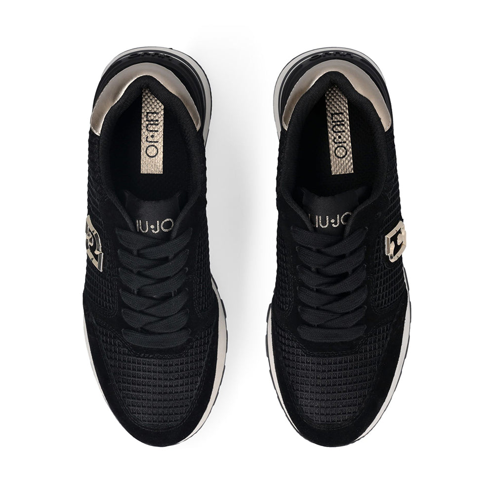 Sneakers Platform LIU JO Amazing 25 in Suede e Mesh Black Light Gold