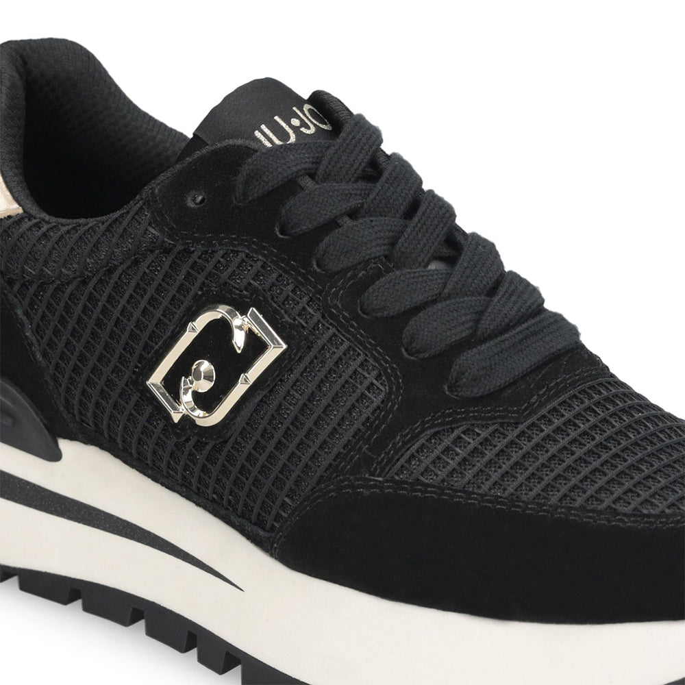 Sneakers Platform LIU JO Amazing 25 in Suede e Mesh Black Light Gold