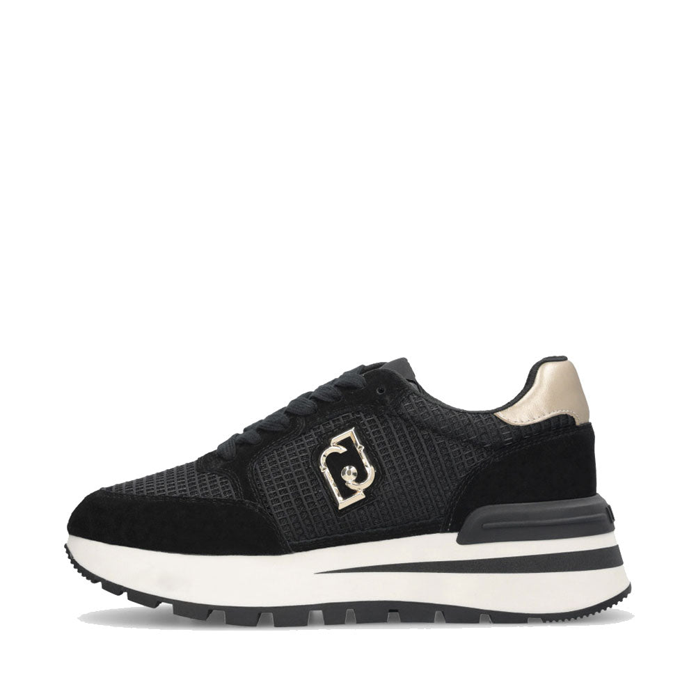 Sneakers Platform LIU JO Amazing 25 in Suede e Mesh Black Light Gold