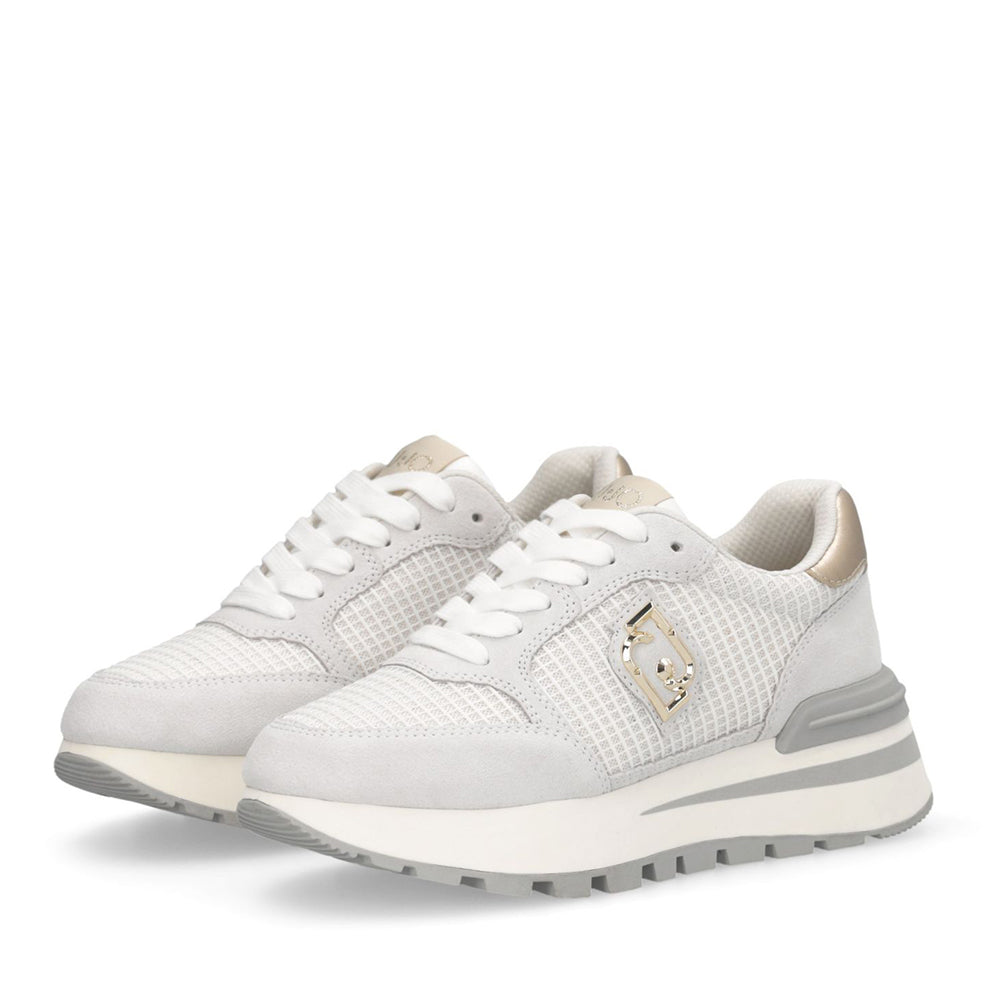 Sneakers Platform LIU JO Amazing 25 in Suede e Mesh Off White Light Gold