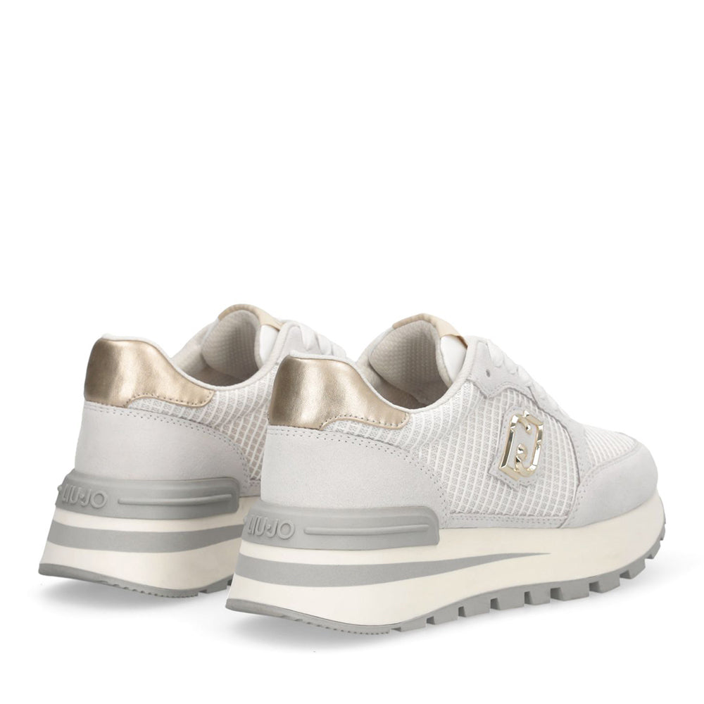 Sneakers Platform LIU JO Amazing 25 in Suede e Mesh Off White Light Gold