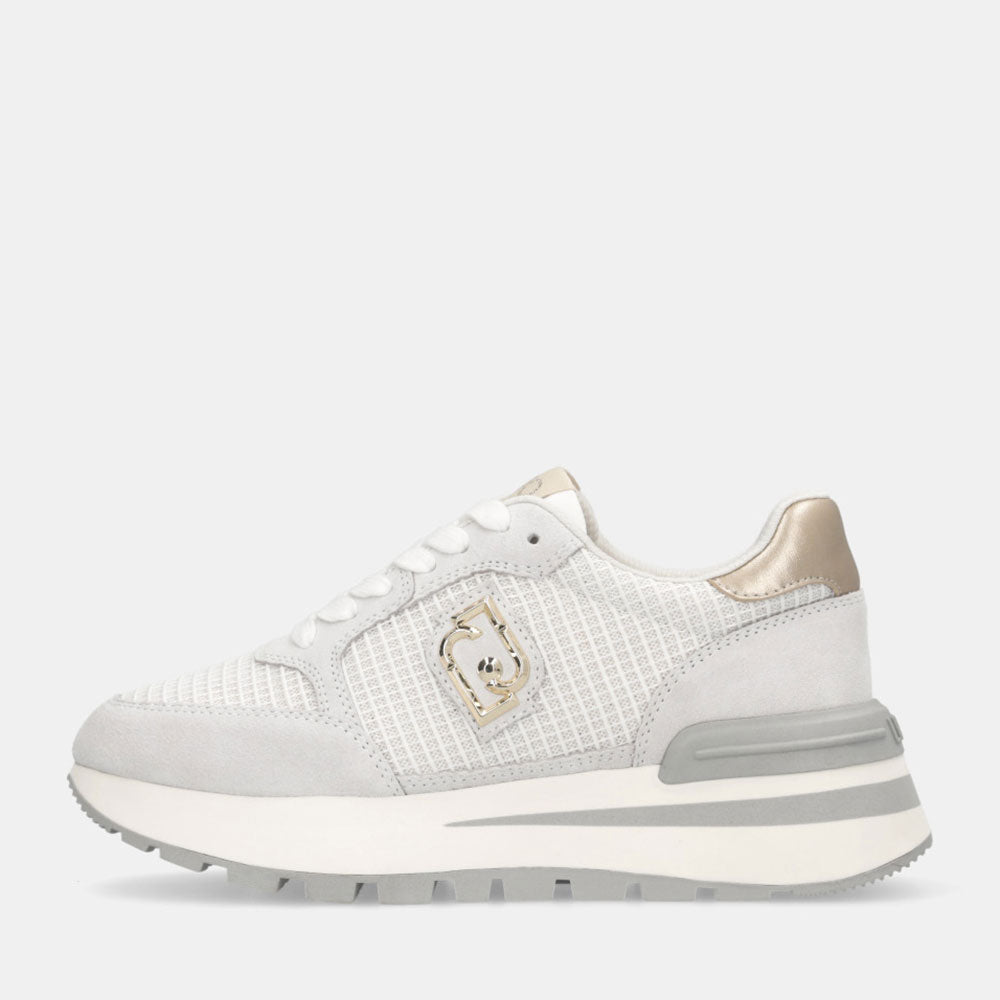 Sneakers Platform LIU JO Amazing 25 in Suede e Mesh Off White Light Gold