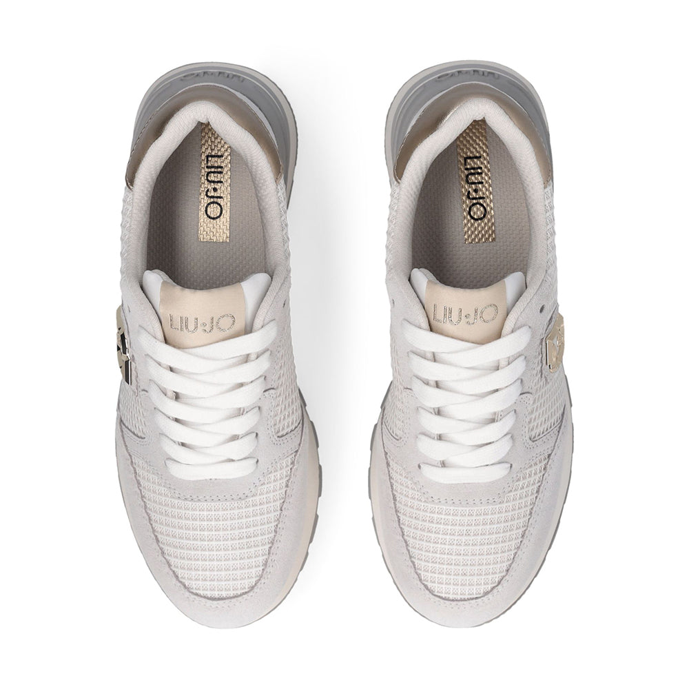 Sneakers Platform LIU JO Amazing 25 in Suede e Mesh Off White Light Gold