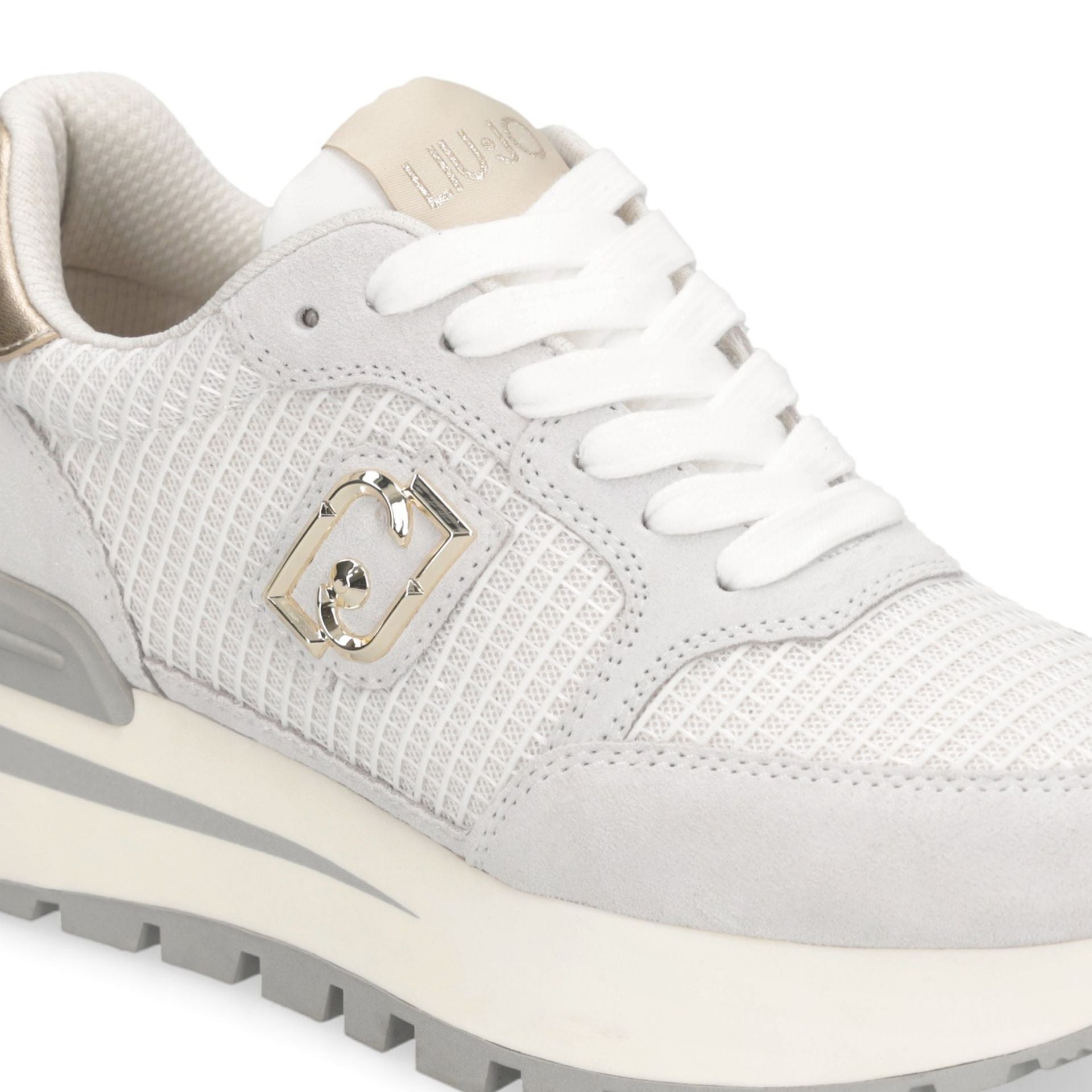 Sneakers Platform LIU JO Amazing 25 in Suede e Mesh Off White Light Gold