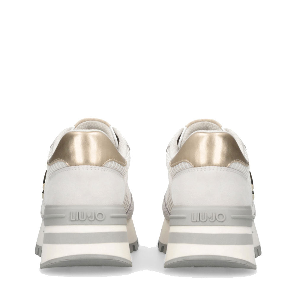 Sneakers Platform LIU JO Amazing 25 in Suede e Mesh Off White Light Gold