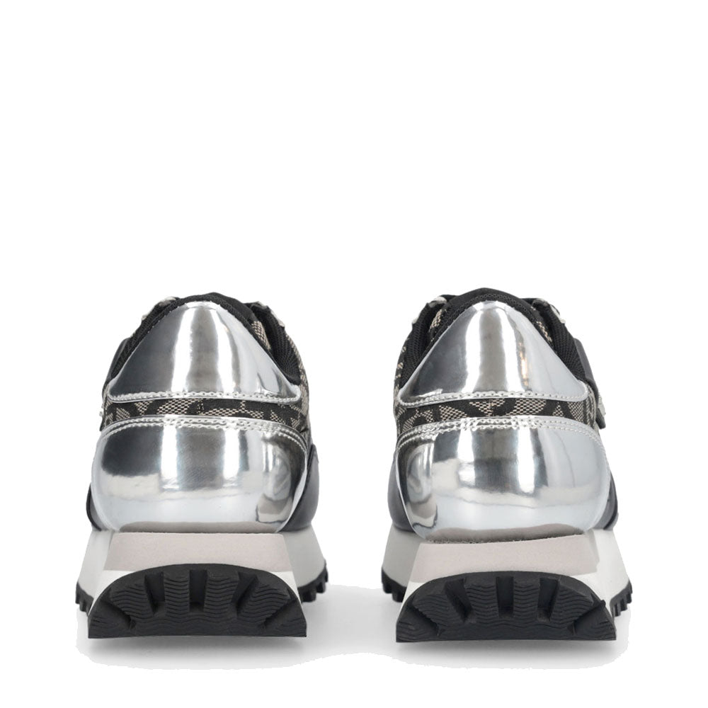Sneakers Running LIU JO Evelyn 915 in Tessuto Jacquard con Logo Monogram Black Silver