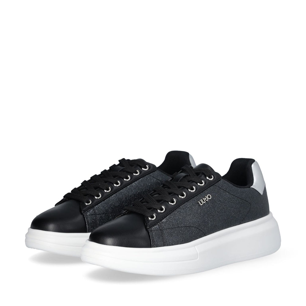 Sneakers Platform LIU JO Babol 01 Laminate Effetto Lizard Black Silver