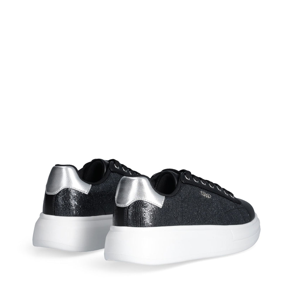 Sneakers Platform LIU JO Babol 01 Laminate Effetto Lizard Black Silver